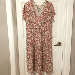 Pink Floral Midi Dress